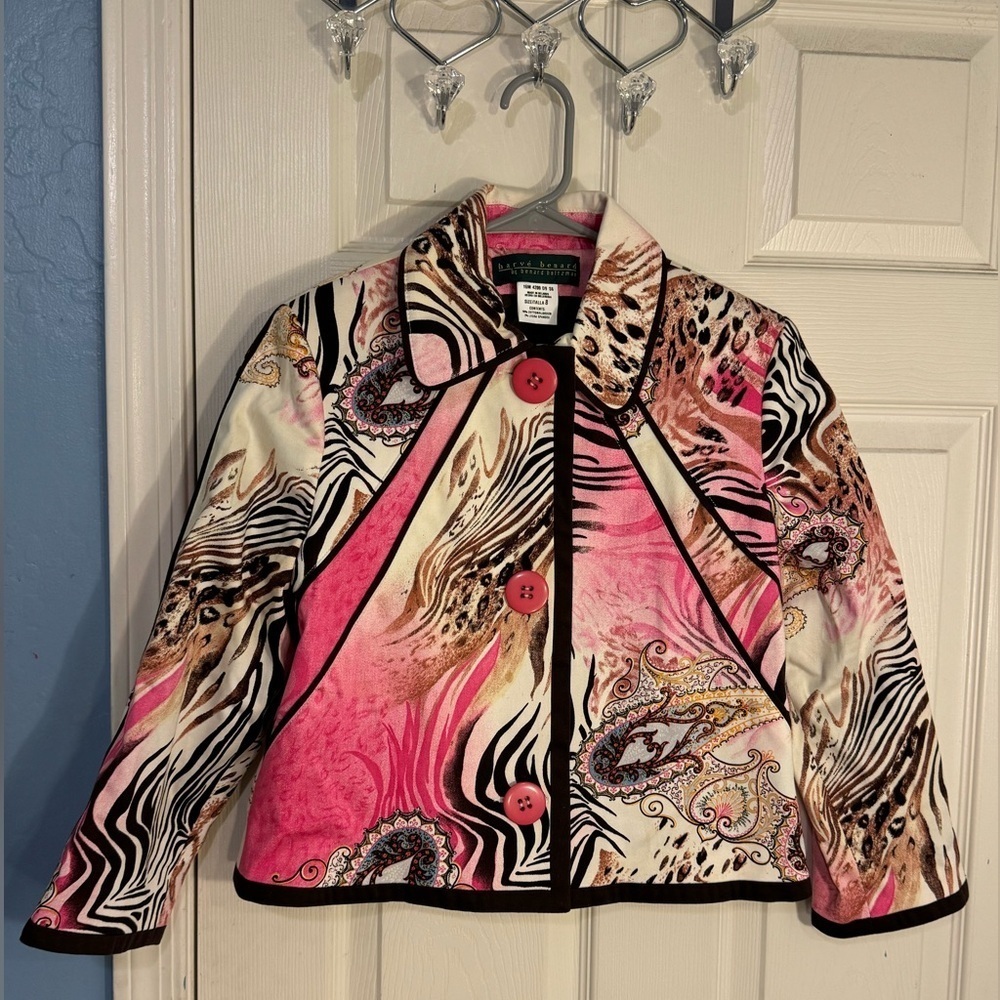 Harve Bernard by Bernard Holtzman Paisley Animal Print Blazer Size‎ 8
